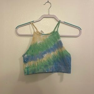 Cropped tie-dye halter top